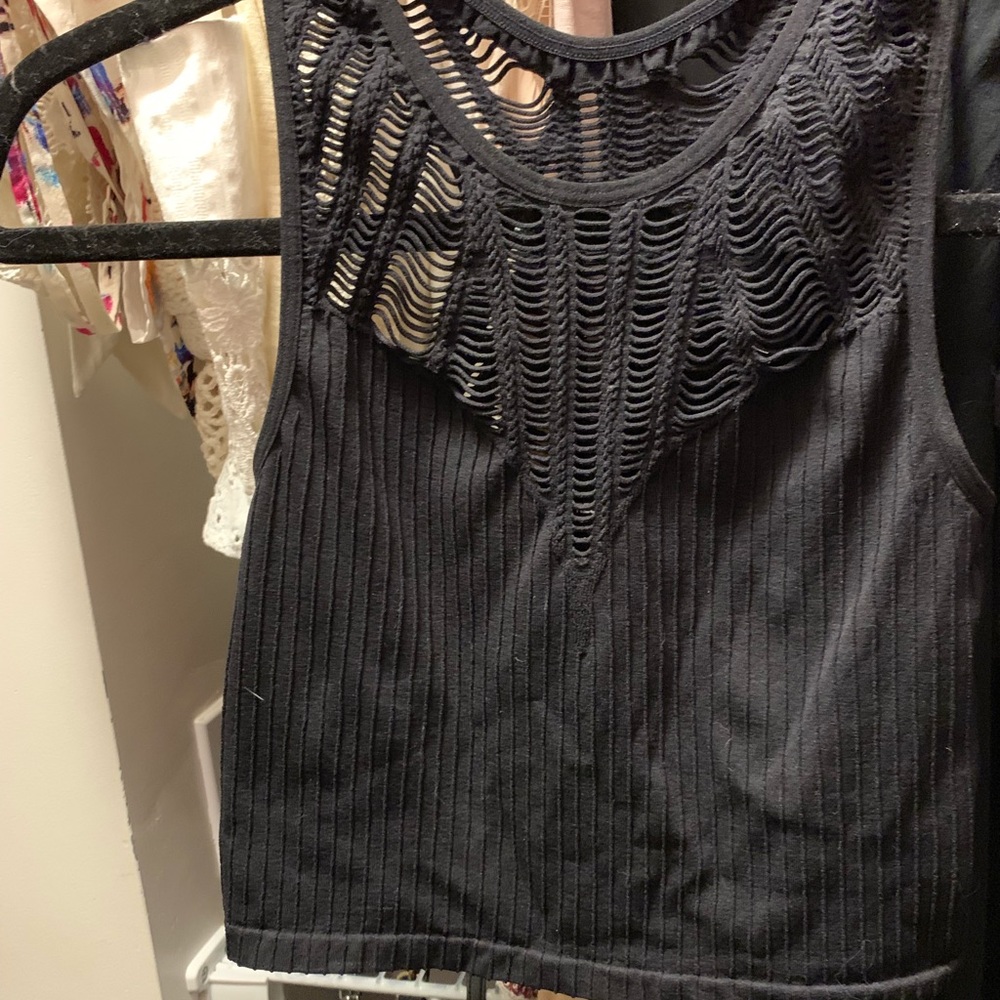 Black ribbed Crop Top
